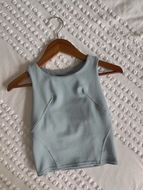 lululemon Fitted Crop Tank Top Grey Blue Workout Racerback